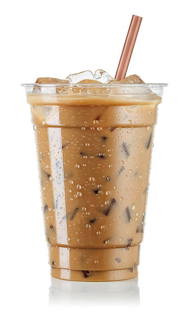 istock Iced coffee with milk in fogged disposable plastic cup with straw isolated on white background 2227193192