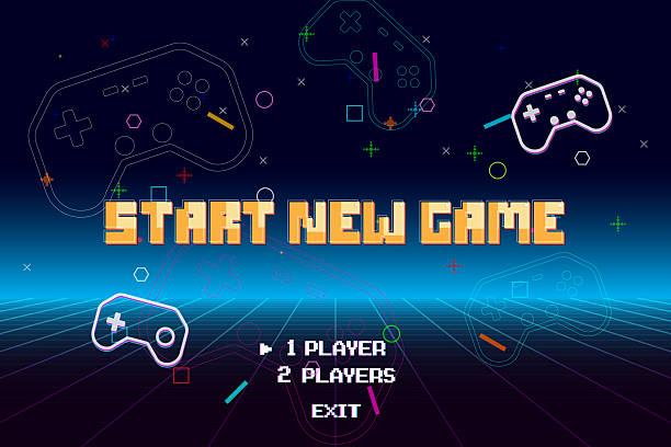 istock Start new game by selecting a player or exiting the game's main menu. Modern trendy game background with lighting effect. Vector illustration 2227204454