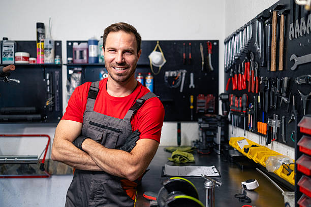istock Professional bicycle repair service. 2227206300