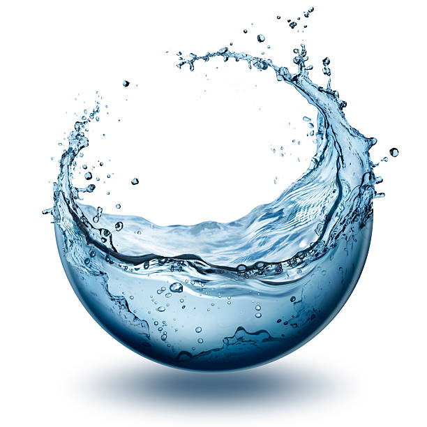 istock Water Drop - Splash In Sphere With Liquid In Motion - Fluid Isolated On White 2227206302