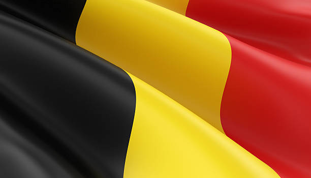 Waved flag of Belgium