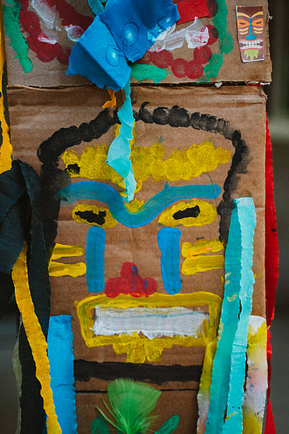 istock Colorful Painted Mask on Cardboard with Textures 2227207602