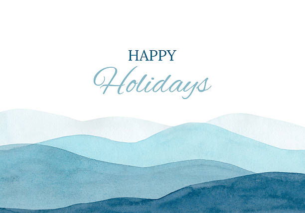 istock Watercolor Blue Hills Happy Holidays Greeting Card 2227209828