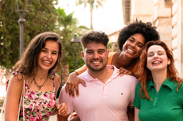 istock Four happy friends during summer vacation 2227212387