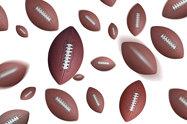 istock Multiple American Footballs Floating Against a White Background in Motion 2227212760