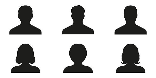 stockillustraties, clipart, cartoons en iconen met silhouette avatar icon set. user profile, anonymous person, and default picture silhouette symbol collection. ideal for social media, online platforms, user interfaces. isolated vector illustration - portret