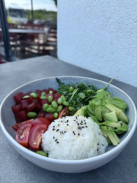 istock Fresh Tuna Poke Bowl with Avocado and Rice 2227219458