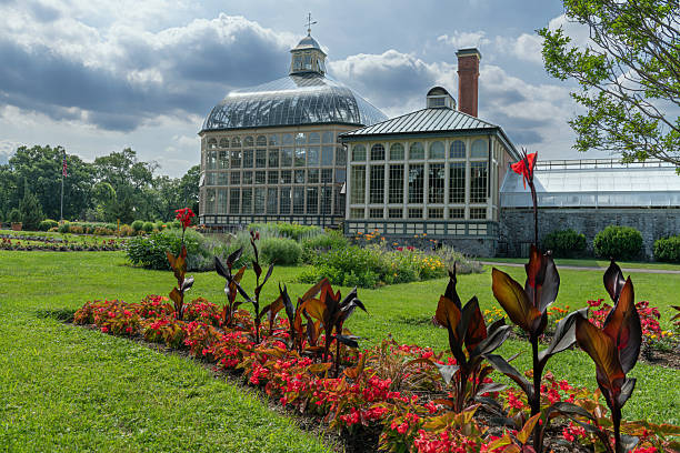 New York City, USA - April 5th, 2014: The Orchid show in Enid A. Haupt Conservatory at New York Botanical Garden.