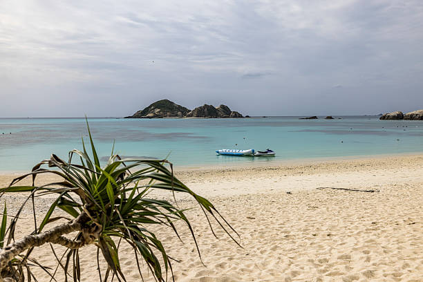 beautiful white sand beach on tokashiki island, kerama islands, okinawa islands, japan.