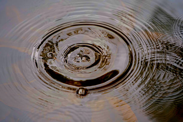 istock Raindrops falling on smooth surface of water. water droplets affect the surface. 2227236710