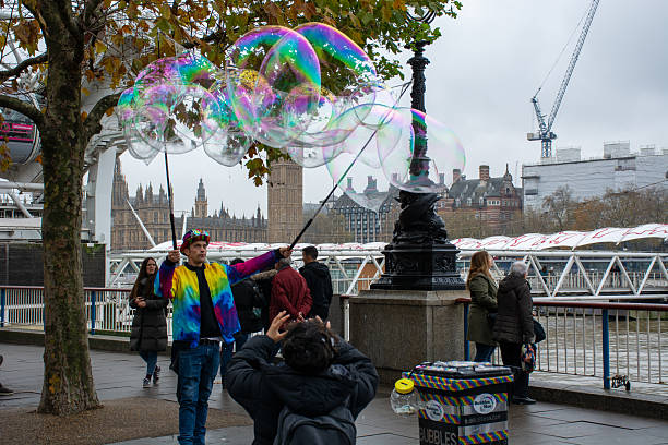 two Soap Bubbles at the sky