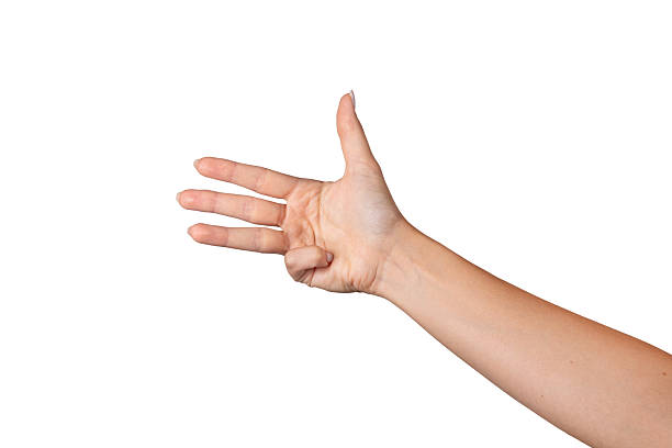 istock Caucasian woman's hand making hand gesture meaning number four, isolated on white background 2227249459