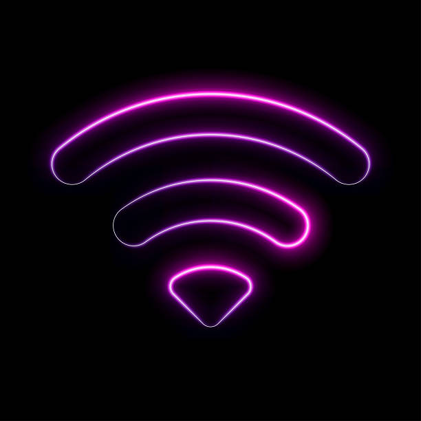 istock Internet network symbol and phone icon Glowing neon light. Bad antenna.neon style. Free wireless connection in the cafe. 2227266138
