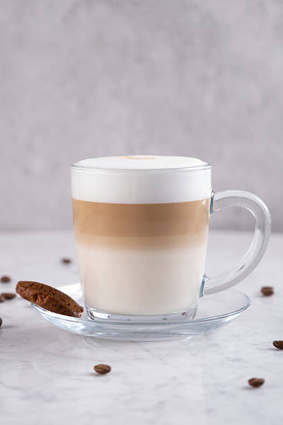 istock Hot mocha coffee in cup on elegant marble table 2227279181