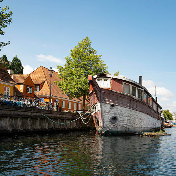 istock dilapidated old houseboat in Copenhagen 2227283941