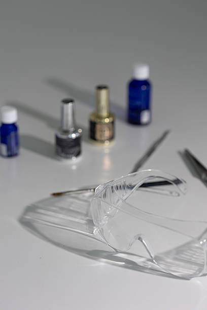 istock Clean minimalist manicure tools on light background, elegant salon equipment 2227286447