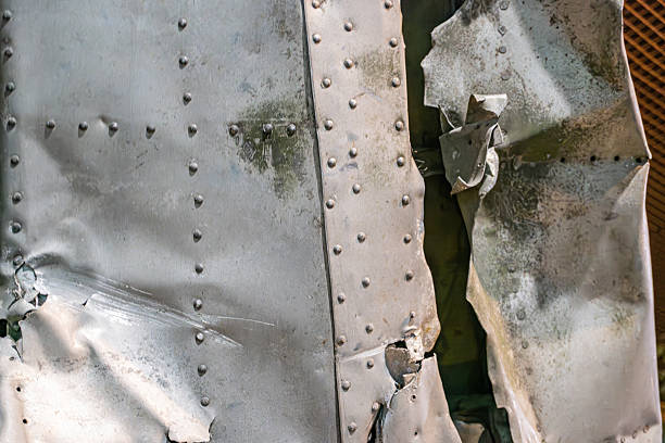 istock Close-up of a worn, rusted airplane machinery component 2227289511