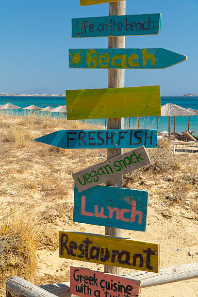 A menu outside of a restaurant on Naxos Island Greece, Cycldes island chain, Aegean Sea.