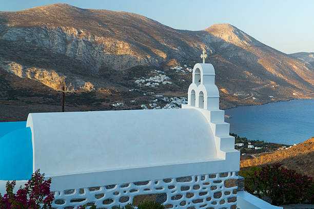 Temples, Churches, Towers and the  beautiful Aegean waters of Amorgos Island Greece, Katapola, Tholaria, Fikiada, Big Blue, Chozoviotissa monastery and a Mule.