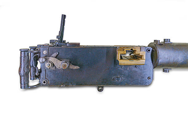 istock Antique black or dark metal typewriter with visible levers, in a neutral indoor setting 2227293709