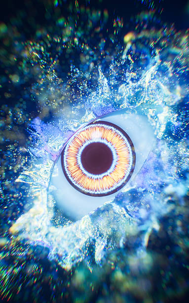 istock An eye in the dark with vfx particles, 3d rendering. 2227296022