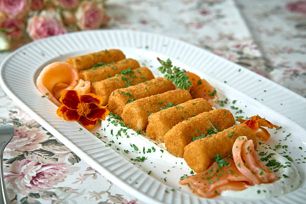 istock Deliciously Fried Croquettes Served on a Decorative Plate with Garnishes and Accompaniments for an Elegant Dining Experience 2227296032