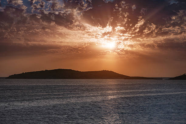 Beautiful sunset on the Greek island Thasos