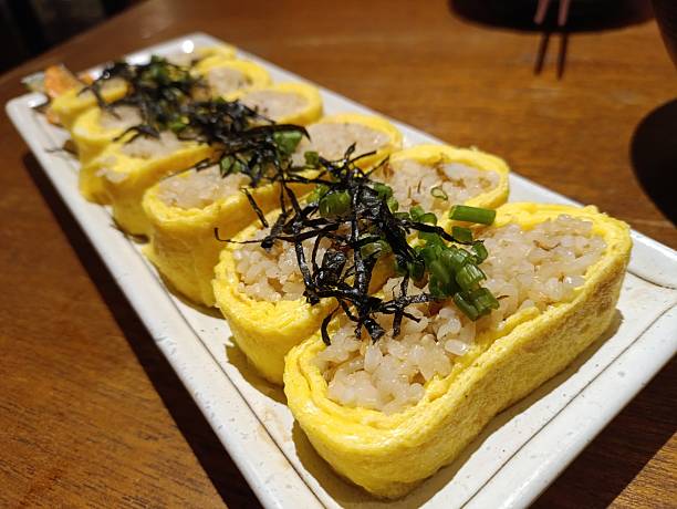 Omelette fried rice sushi