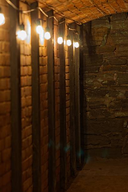 istock Dimly Lit Brick and Stone Corridor 2227306240