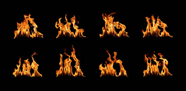 istock Black background fire, flames with torches and textures with splitting power effect, can grill red, burning with burning smoke and sparks in barbecue grill fire 2227307134