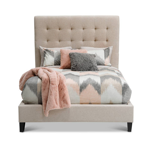 istock Sofa bed blanket  with white pillows and mattress isolated on White background . 2227315264