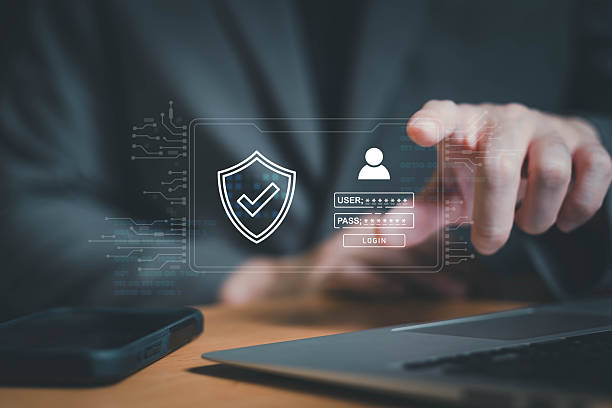 istock Business person access to personalize data privacy with password security access. Digital privacy concept to protect database and gdpr compliance to prevent data leak or digital threats. 2227315869