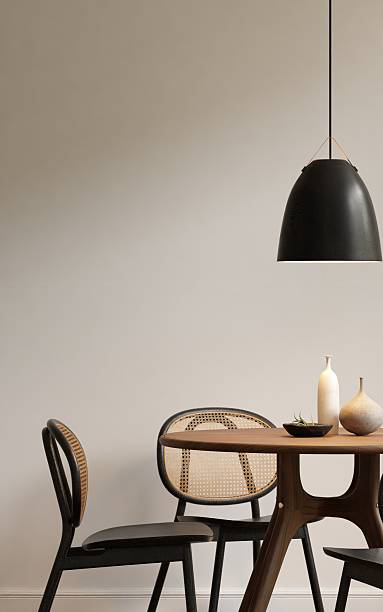 istock Modern Japandi Dining Room Interior with Poster Frame Mockups 2227320244