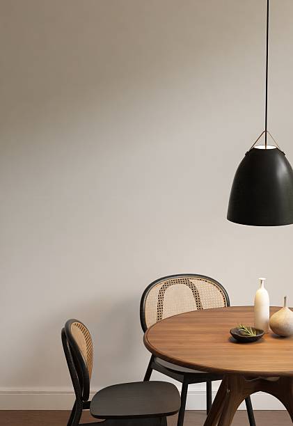 istock Modern Japandi Dining Room Interior with Poster Frame Mockups 2227320260