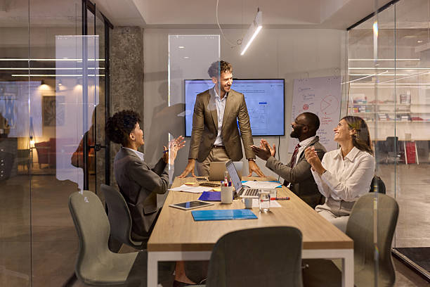 istock Applauding on successful presentation in the office! 2227321643