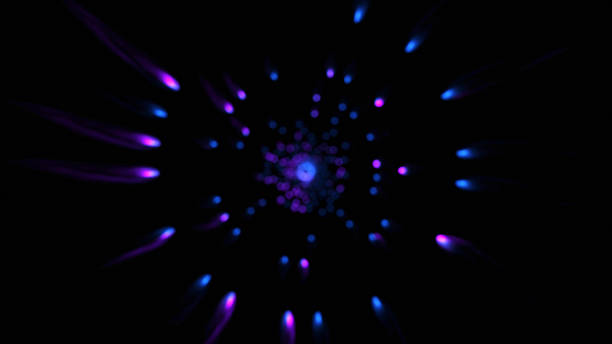 istock Vibrant glowing blue neon light streaks forming abstract radial burst on black background 2227323676