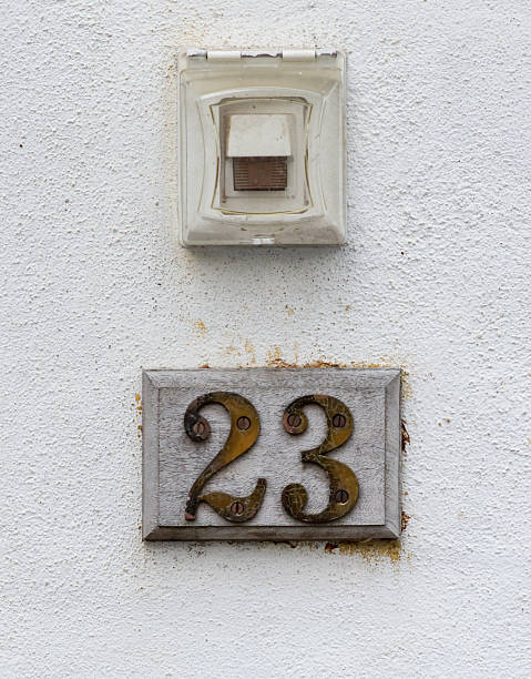 istock A white number 23 is on a wall next to a white number 23 2227324604