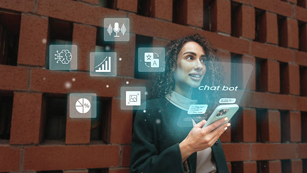 istock Young woman engaged with chatbot technology in an urban setting during the day 2227326159