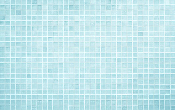 istock Blue light ceramic tiles mosaic background in bathroom, kitchen. Design pattern geometric with grid wallpaper texture decoration. Simple seamless abstract surface clean. 2227332168