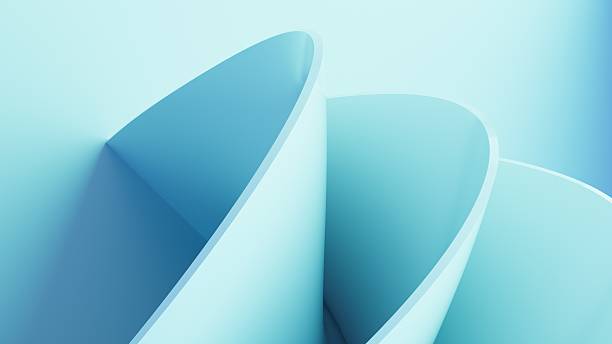 istock Abstract wavy curved 3d render. Blue soft layers of plastic with lines, folds, ruffles. Modern wallpaper, texture pattern. 2227338956