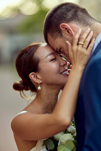 istock Romantic Wedding Moment Capturing an Intimate Emotion Between Two Newlyweds 2227339890