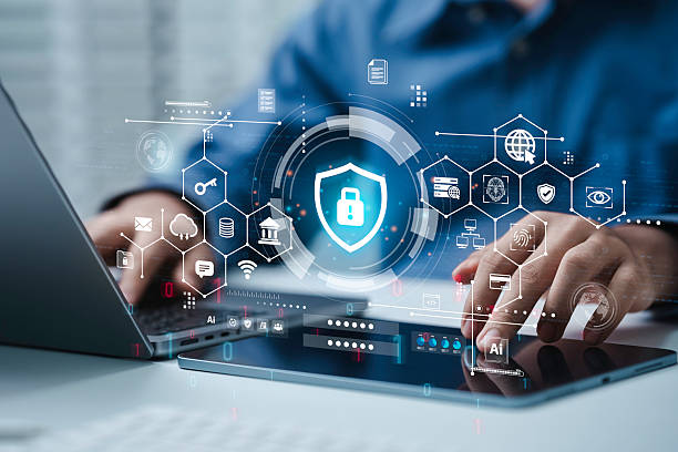 istock Cyber security and Data protection concept, Businessman using laptop computer with Lock icon on internet network security technology. Cybersecurity and privacy management on cloud computing 2227342657