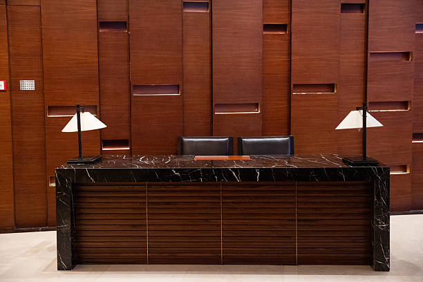 Front view of reception desk