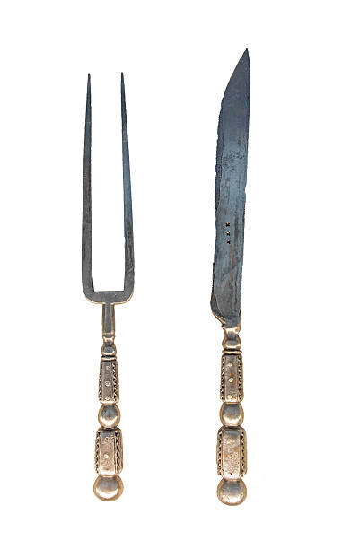 istock Fork and knife from 16th century, isolated on a white background 2227352270