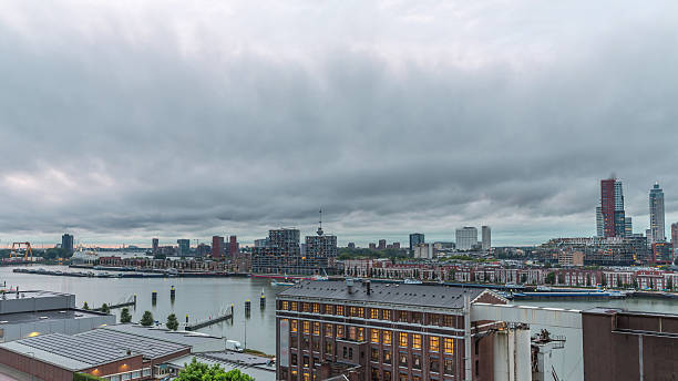 istock Aerial panoramic view over Maashaven day to night timelapse in Rotterdam. 2227353080