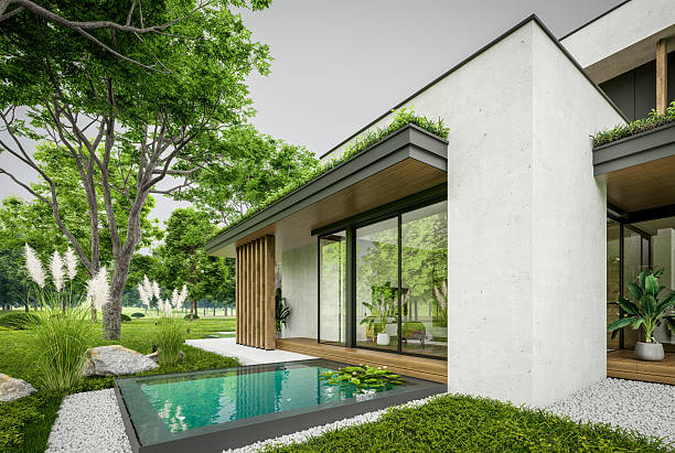istock 3d rendering of two-story house with concrete facade overcast 2227356204