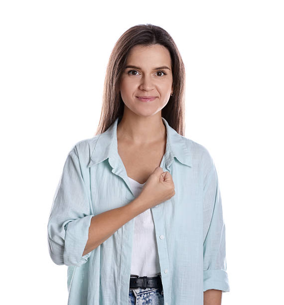 istock Woman making promise on white background. Oath gesture 2227364751