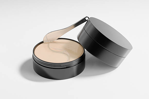 istock Under eye patches in glossy black container, Hydrogel eye mask in cylindrical Container, luxury anti-wrinkle product container, round skincare jar packaging container for collagen eye mask 2227365496