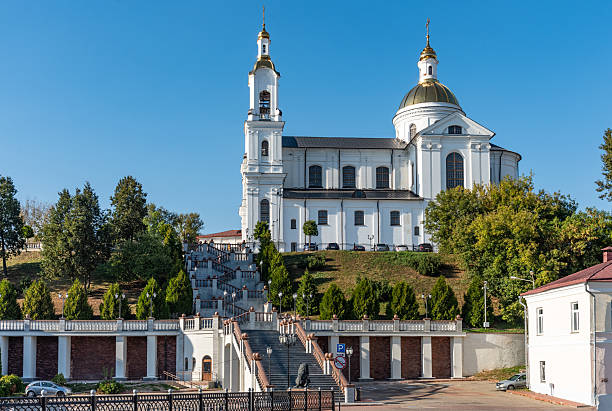 Vitebsk, Belarus - September, 7 2024: Panoramic summer view of Uspensky Cathedral in Vitebsk, Belarus.
