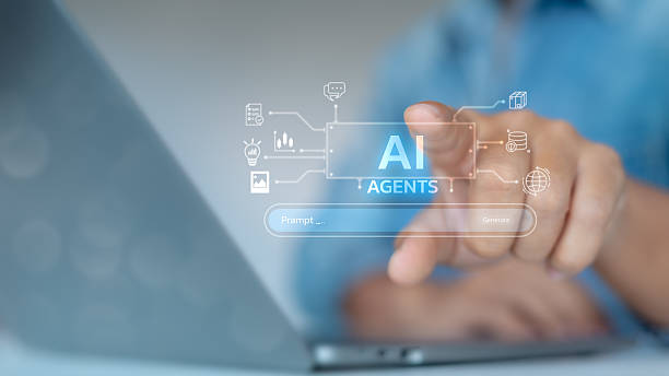 istock Close-up of a hand touching a digital AI agent's interface on a laptop screen, representing artificial intelligence, automation, and prompt-based technology innovation. 2227378988